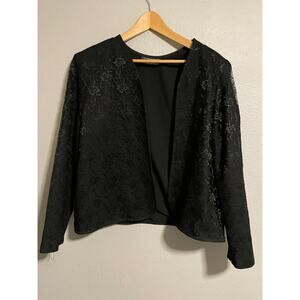 Vintage Willow Ridge Women Jacket XL Black Floral Lace Open Front Whimsigoth 90s